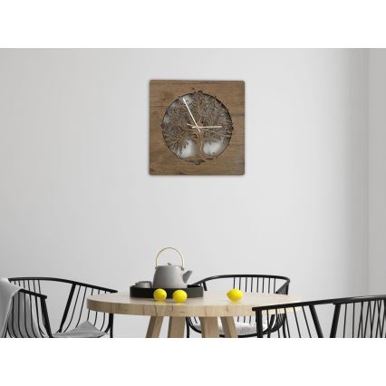 Li-Go 5652/DUB2 - Zatemnjevalna LED stenska ura LED/10W/5V 20000 mAh 42x42 cm hrast/Hrast v krogu + daljinski upravljalnik