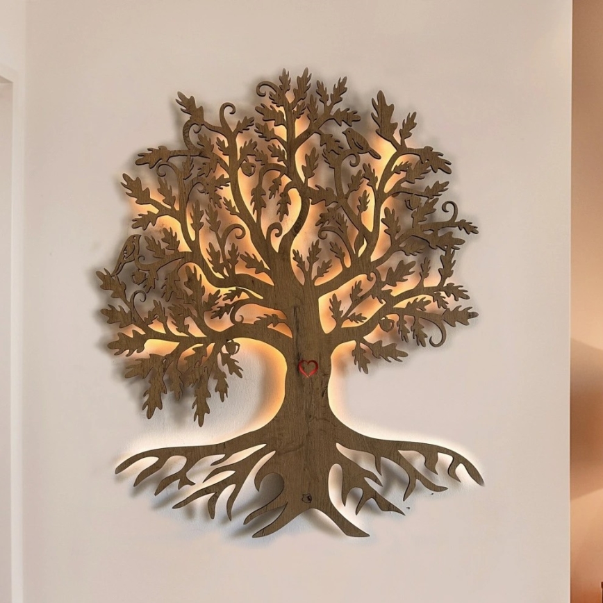 Li-Go 5729/DUB2 - LED stenska dekoracija s senzorjem gibanja LED/10W/5V 90x110 cm hrast