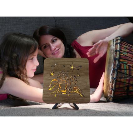 Li-Go 5788/DUB2 - LED Namizna dekoracija LED/12W/230V 19x19 cm hrast/Mali princ