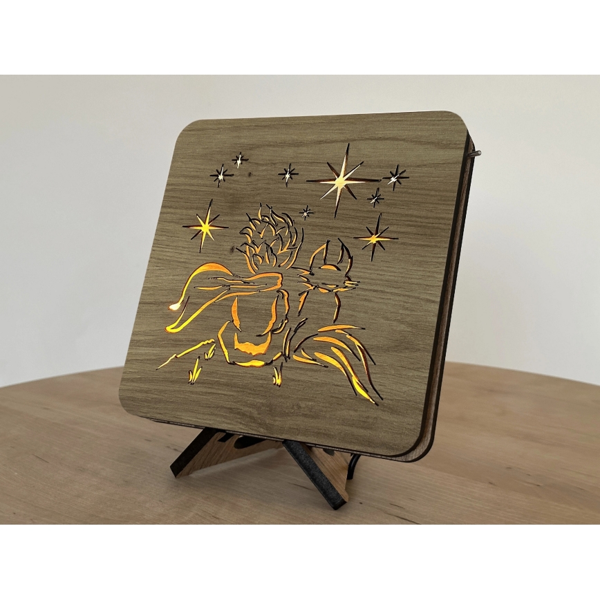 Li-Go 5788/DUB2 - LED Namizna dekoracija LED/12W/230V 19x19 cm hrast/Mali princ