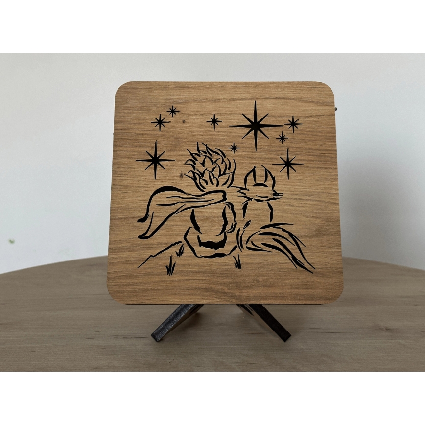 Li-Go 5788/DUB2 - LED Namizna dekoracija LED/12W/230V 19x19 cm hrast/Mali princ