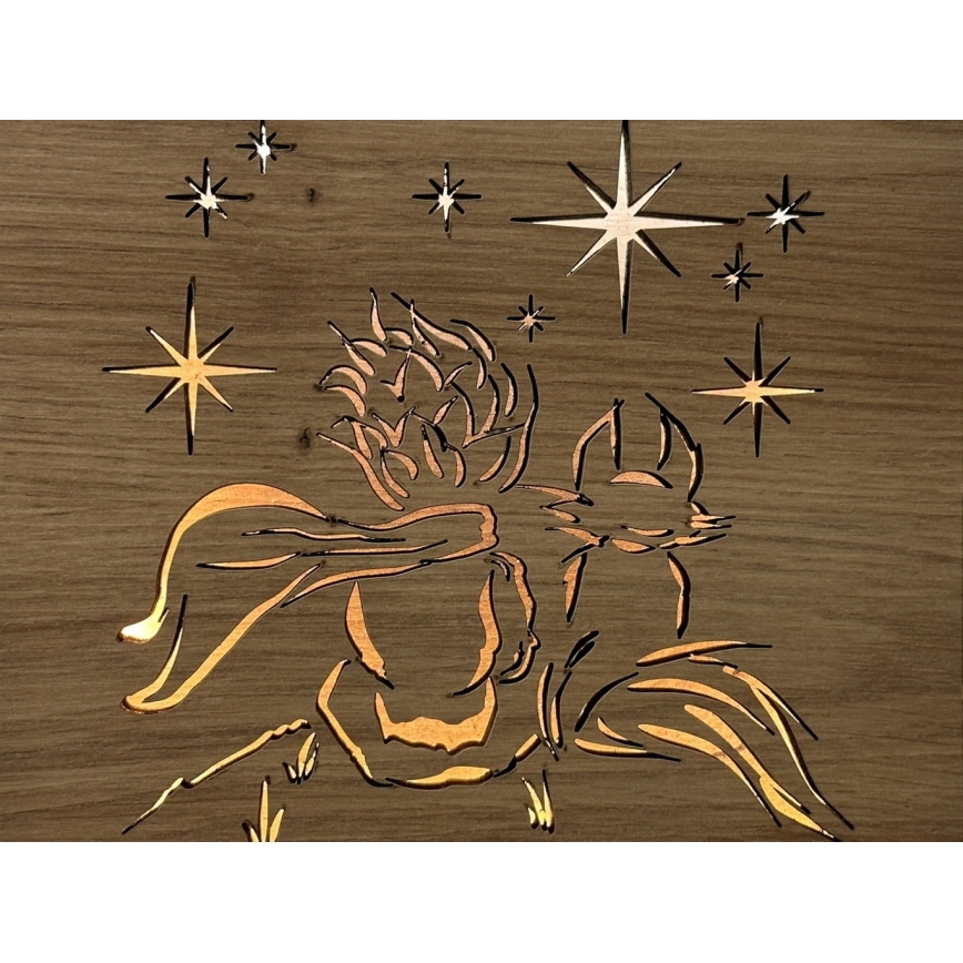 Li-Go 5788/DUB2 - LED Namizna dekoracija LED/12W/230V 19x19 cm hrast/Mali princ