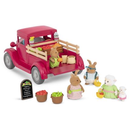 Li'l Woodzeez - Set igrač kmečki tovornjak s stojalom za hrano 3xAAA
