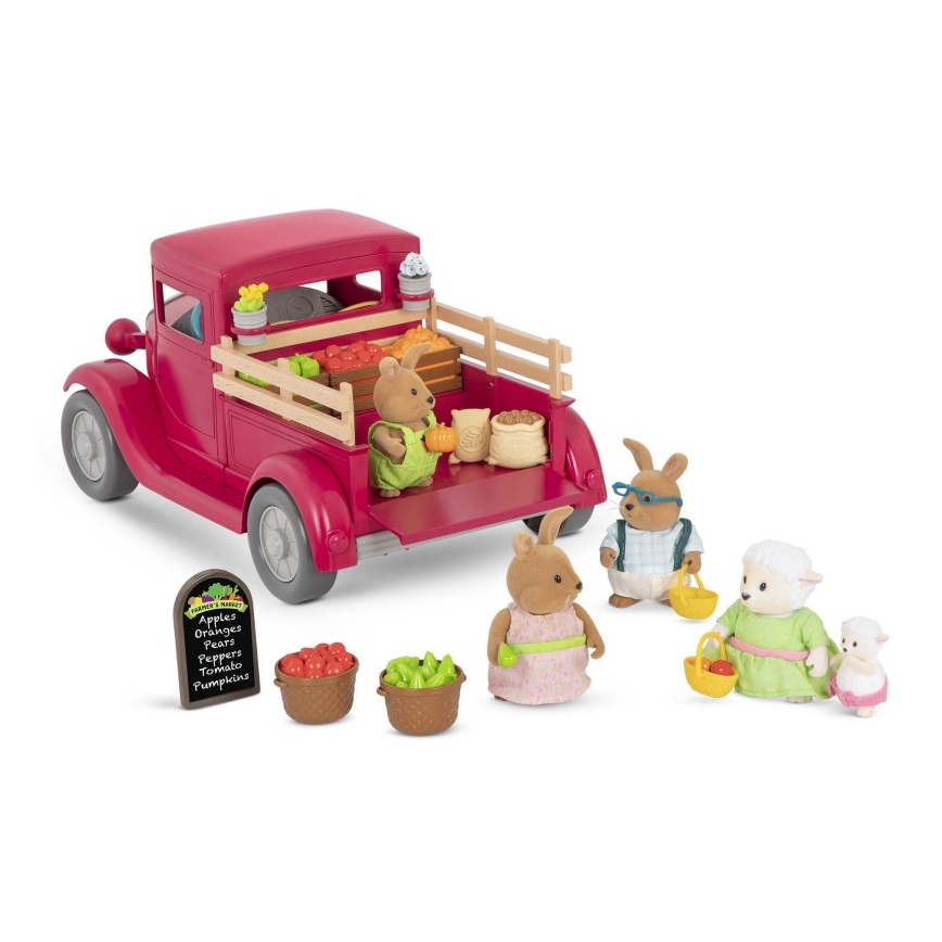 Li'l Woodzeez - Set igrač kmečki tovornjak s stojalom za hrano 3xAAA
