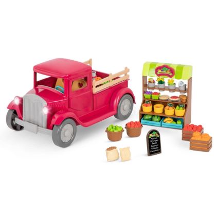 Li'l Woodzeez - Set igrač kmečki tovornjak s stojalom za hrano 3xAAA