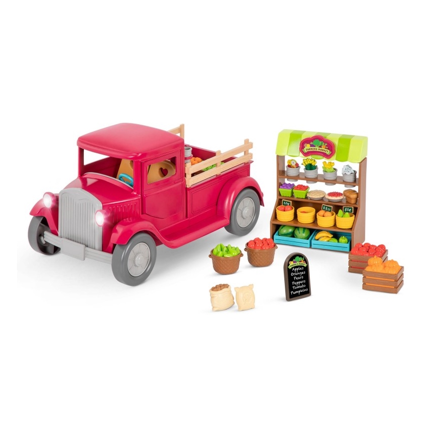 Li'l Woodzeez - Set igrač kmečki tovornjak s stojalom za hrano 3xAAA