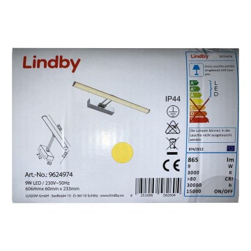 Lindby - LED Kopalniška osvetlitev ogledala SANYA LED/9W/230V IP44