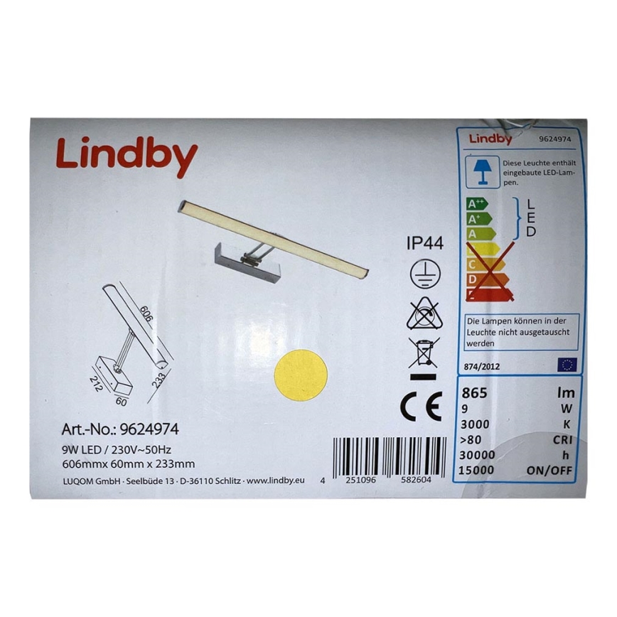 Lindby - LED Kopalniška osvetlitev ogledala SANYA LED/9W/230V IP44