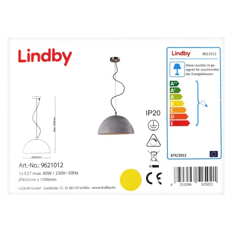 Lindby - LED RGBW Zatemnitveni lestenec na vrvici CAROLLE 1xE27/10W/230V Wi-Fi Tuya