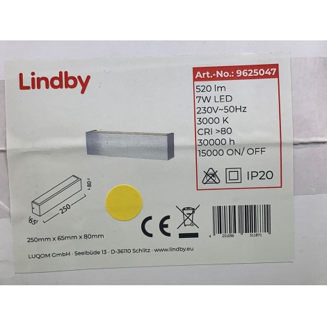 Lindby - LED Stenska svetilka RANIK LED/7W/230V