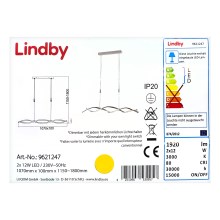 Lindby - LED Zatemnitveni lestenec na vrvici AURON 2xLED/12W/230V