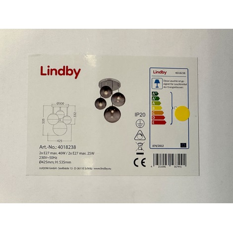 Lindby - Lestenec na drogu ROBYN 2xE27/40W/230V + 2xE27/25W/230V