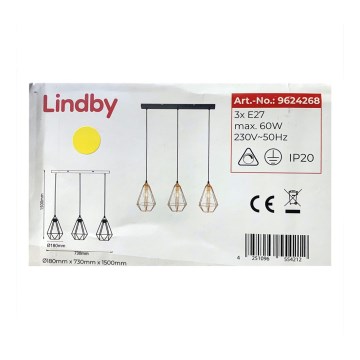 Lindby - Lestenec na vrvici ELDA 3xE27/60W/230V