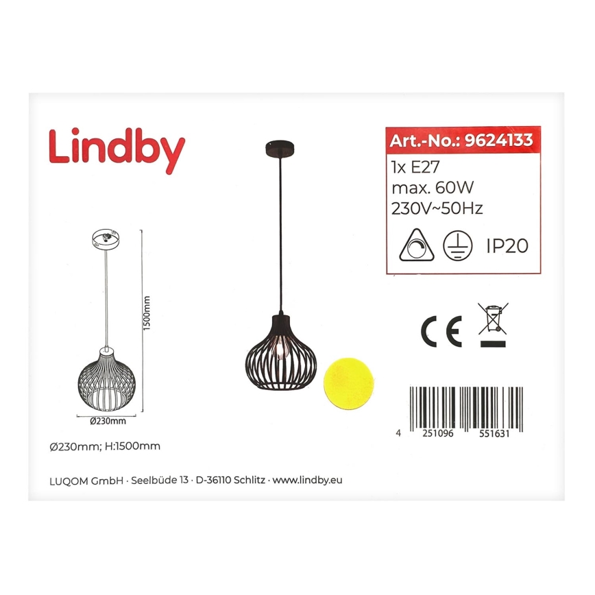 Lindby - Lestenec na vrvici FRANCES 1xE27/60W/230V