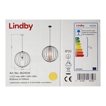 Lindby - Lestenec na vrvici KORIKO 1xE27/60W/230V