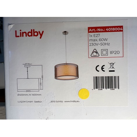 Lindby - Lestenec na vrvici NICA 1xE27/60W/230V