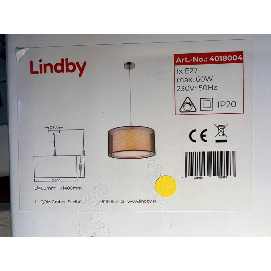 Lindby - Lestenec na vrvici NICA 1xE27/60W/230V