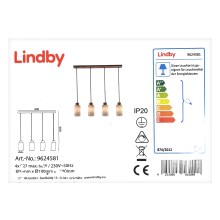 Lindby - Lestenec na vrvici NICUS 4xE27/60W/230V