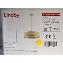 Lindby - Lestenec na vrvici SEBATIN 3xE27/11W/230V