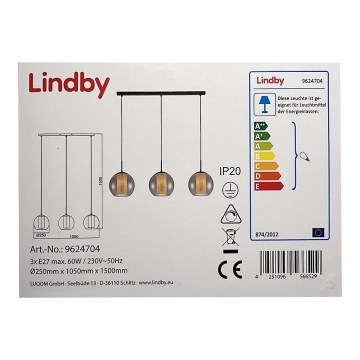 Lindby - Lestenec na vrvici YELA 3xE27/60W/230V