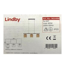 Lindby - Lestenec na vrvici ZALIA 3xE27/60W/230V