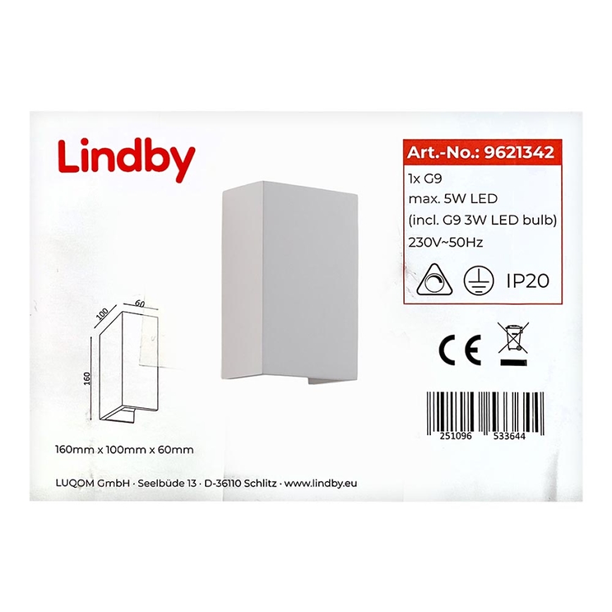 Lindby - Stenska svetilka COLJA 1xG9/5W/230V
