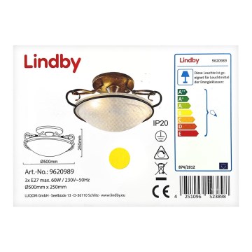 Lindby - Stropna svetilka RANDO 3xE27/60W/230V
