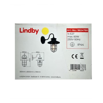 Lindby - Zunanja stenska svetilka KYAN 1xE27/60W/230V IP44