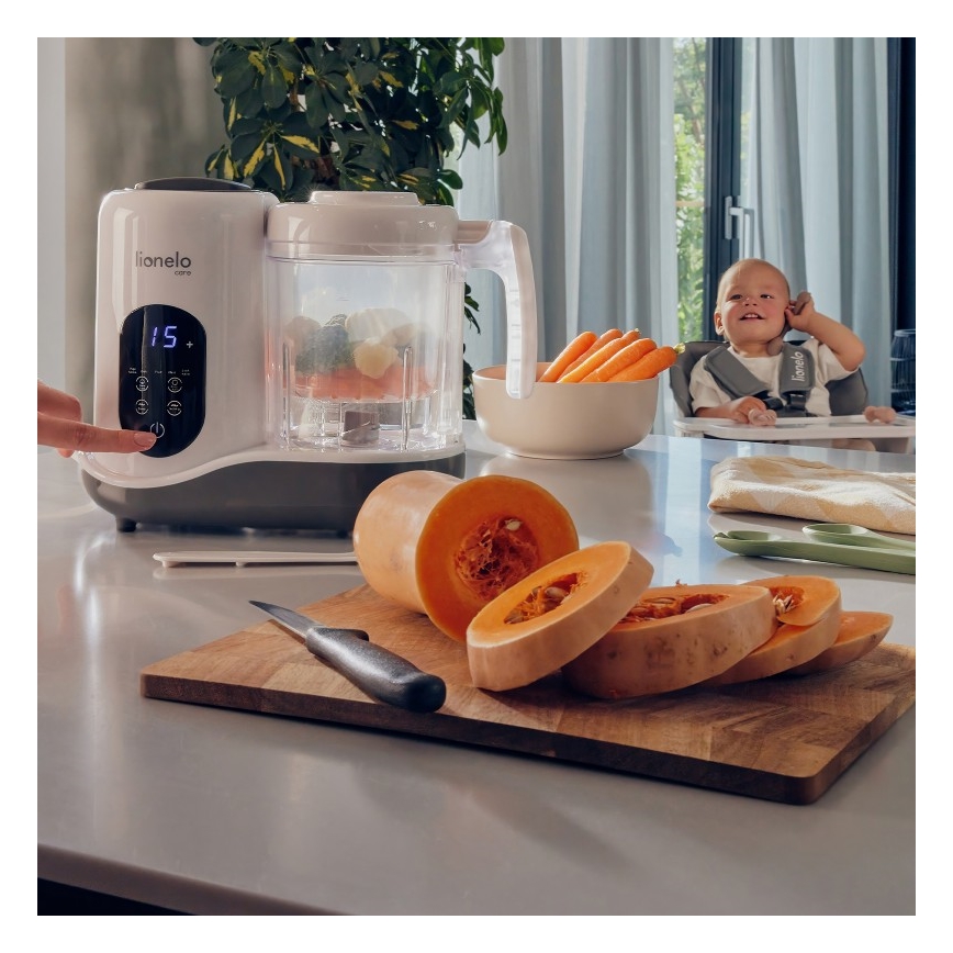 Lionelo - 5 v 1 parni kuhalnik BABYMENU 110W/230V bela/siva