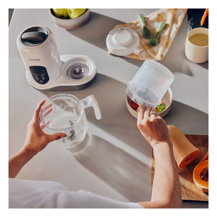 Lionelo - 5 v 1 parni kuhalnik BABYMENU 110W/230V bela/siva