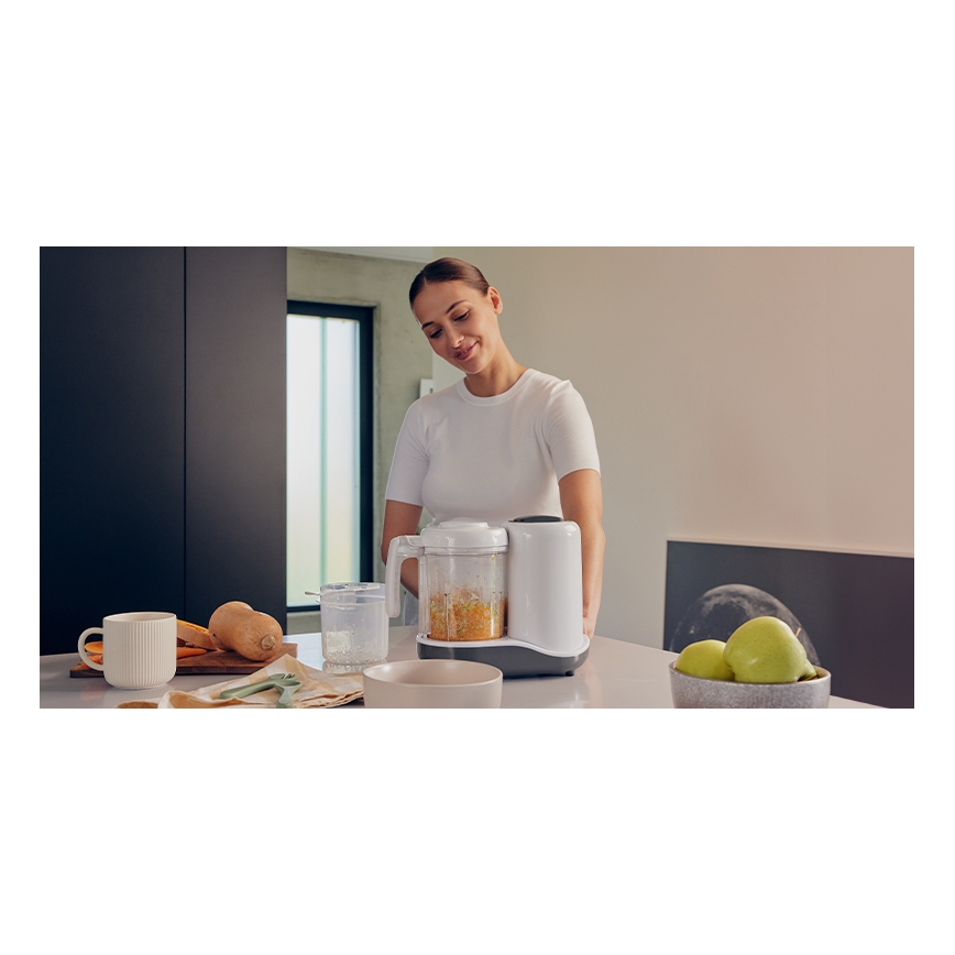 Lionelo - 5 v 1 parni kuhalnik BABYMENU 110W/230V bela/siva