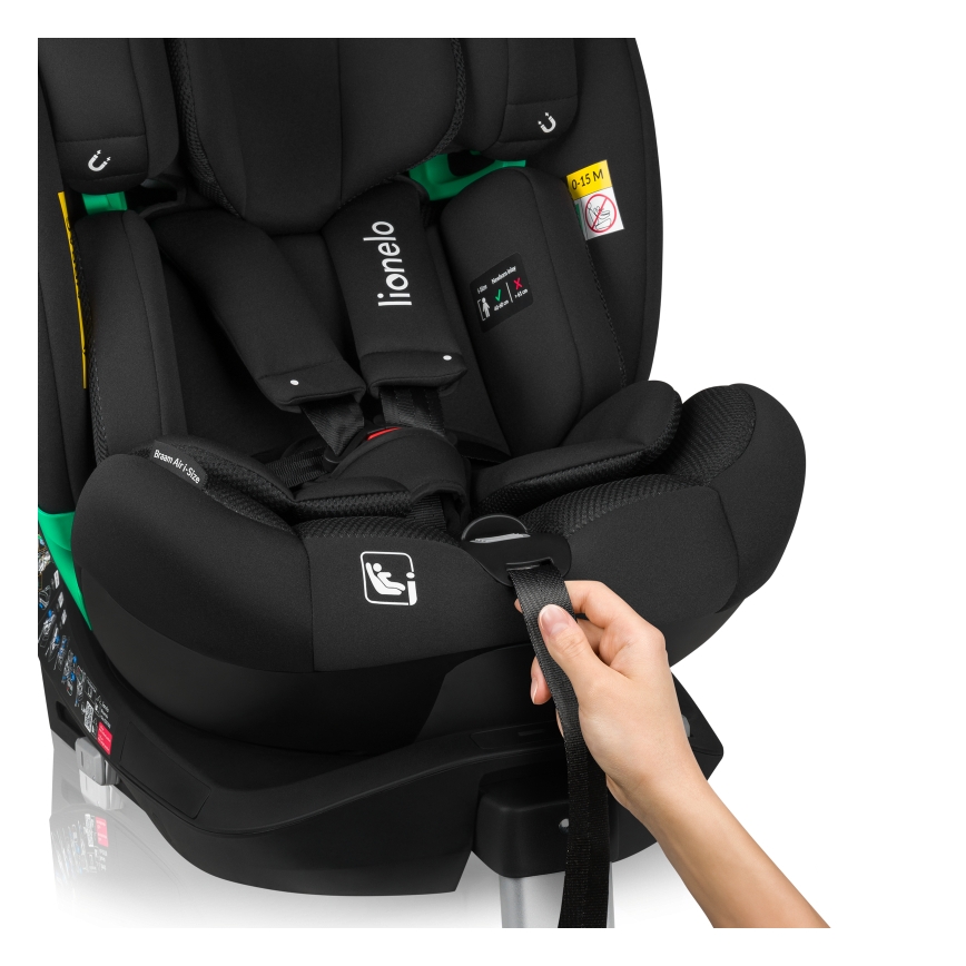 Lionelo - Avtosedež z vrtljivo bazo BRAAM AIR i-Size 40-150 cm v karbonsko črni barvi