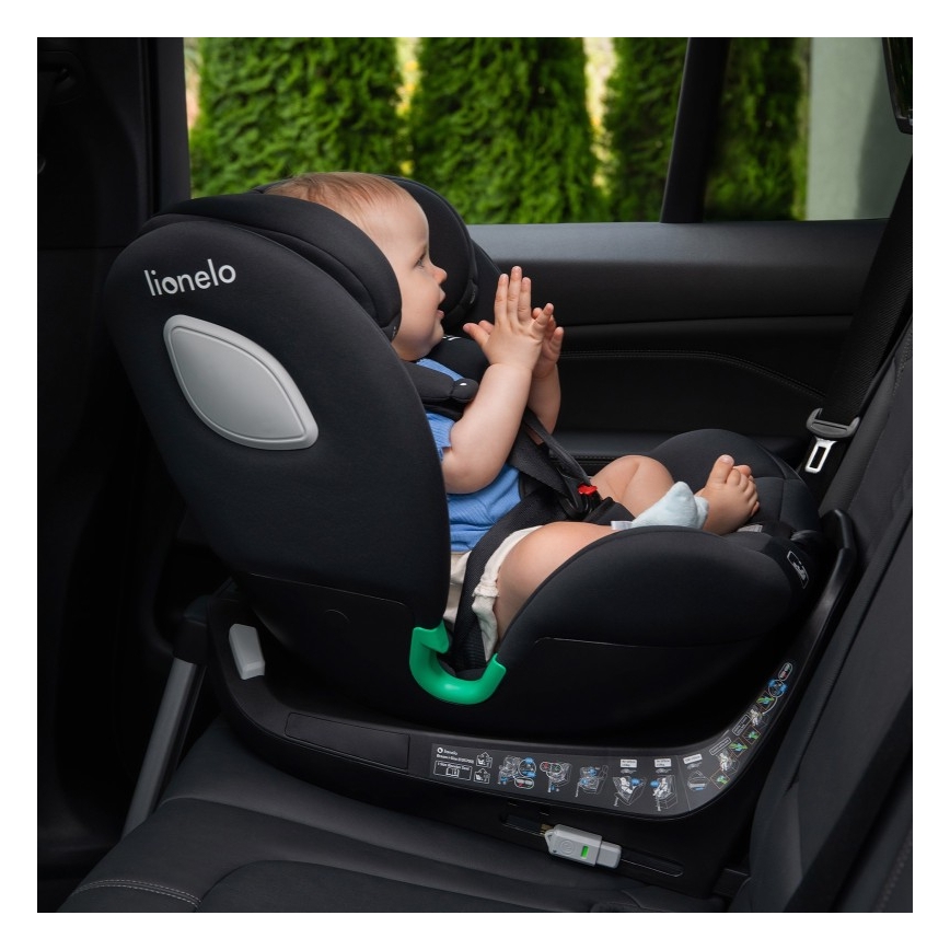 Lionelo - Avtosedež z vrtljivo bazo BRAAM i-Size 40-150 cm črn karbon