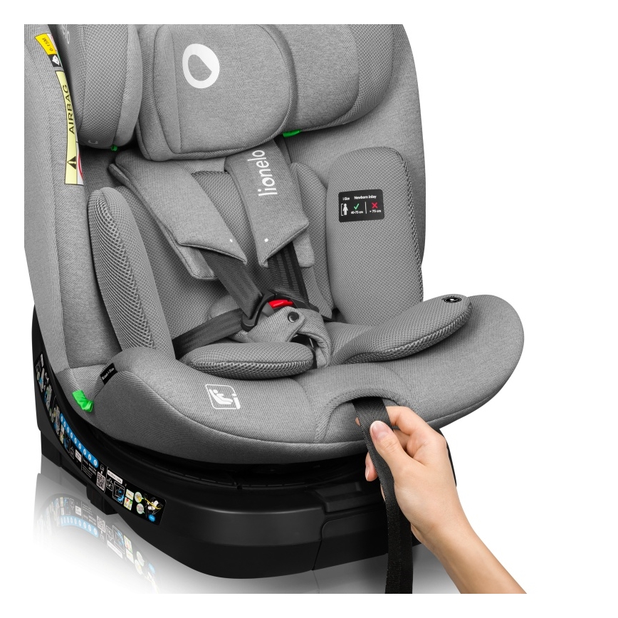 Lionelo - Avtosedež z vrtljivo bazo BRAVE i-Size 40-150 cm Grey Stone
