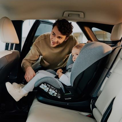 Lionelo - Avtosedež z vrtljivo bazo LAVENDER i-Size 76-150 cm kamnito siva