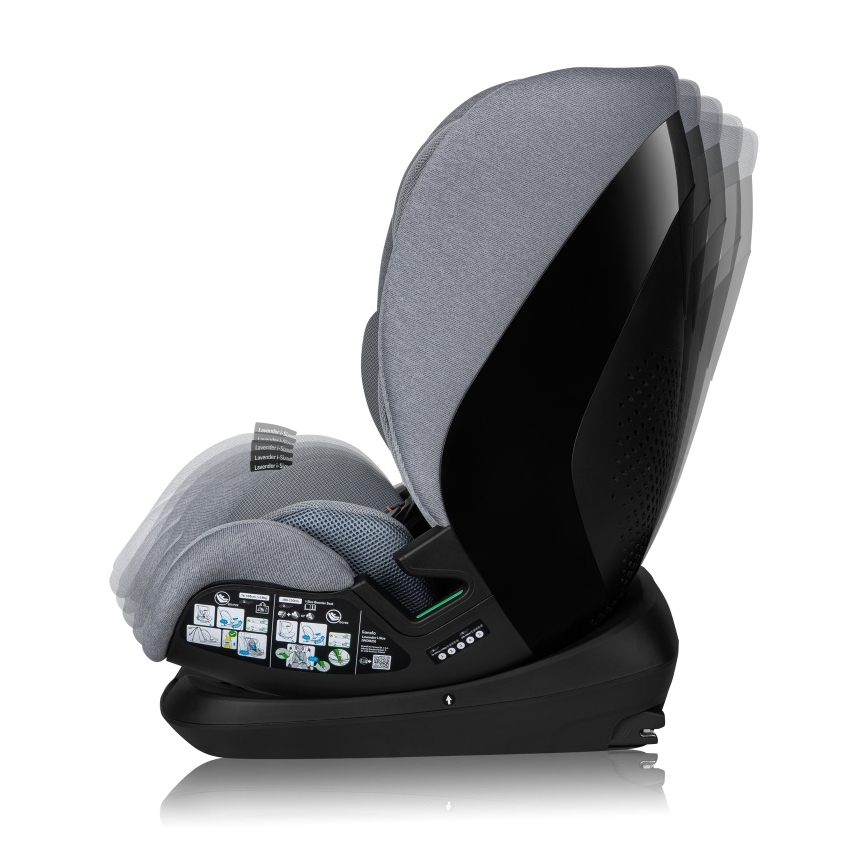 Lionelo - Avtosedež z vrtljivo bazo LAVENDER i-Size 76-150 cm kamnito siva
