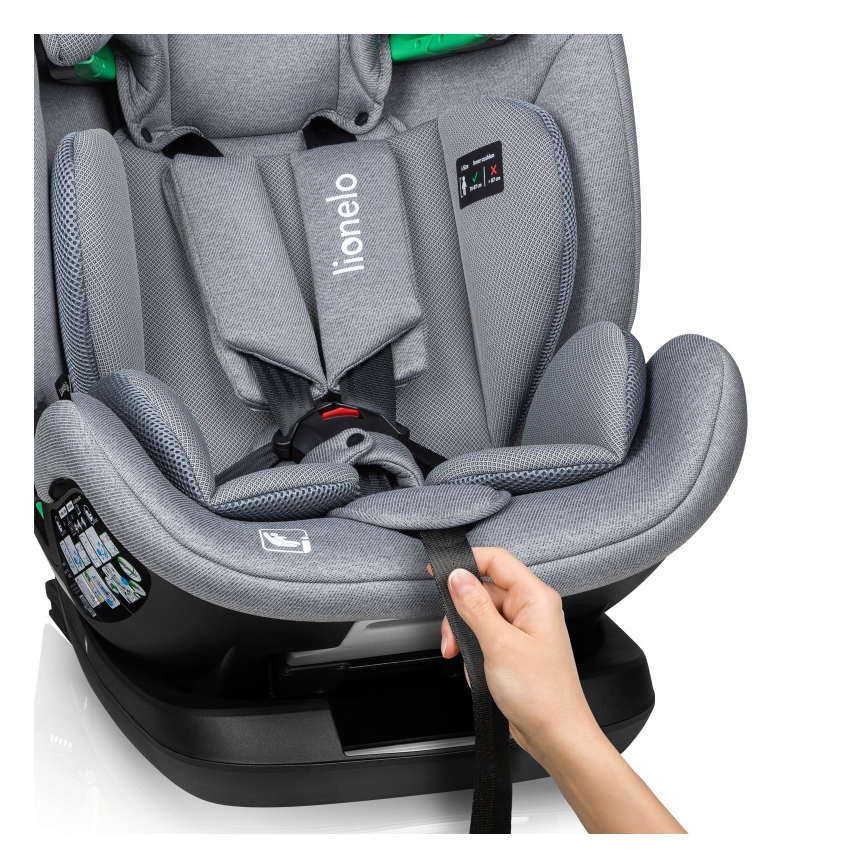 Lionelo - Avtosedež z vrtljivo bazo LAVENDER i-Size 76-150 cm kamnito siva