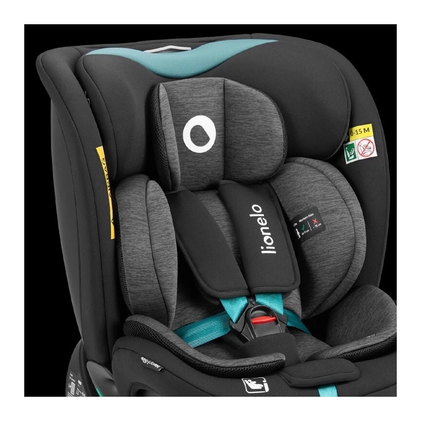 Lionelo - Avtosedež z vrtljivo bazo NAVY i-Velikost 40-150 cm črna/turkizna