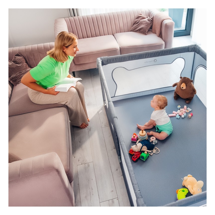 Lionelo - Igralna ograja WILLOW siva