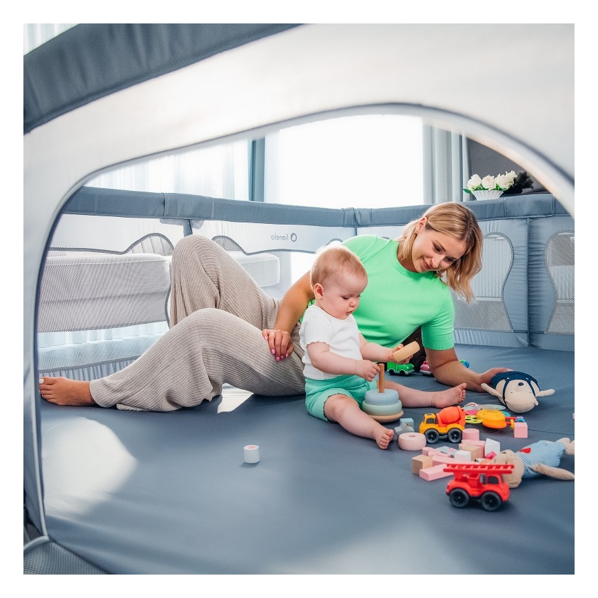 Lionelo - Igralna ograja WILLOW XL siva