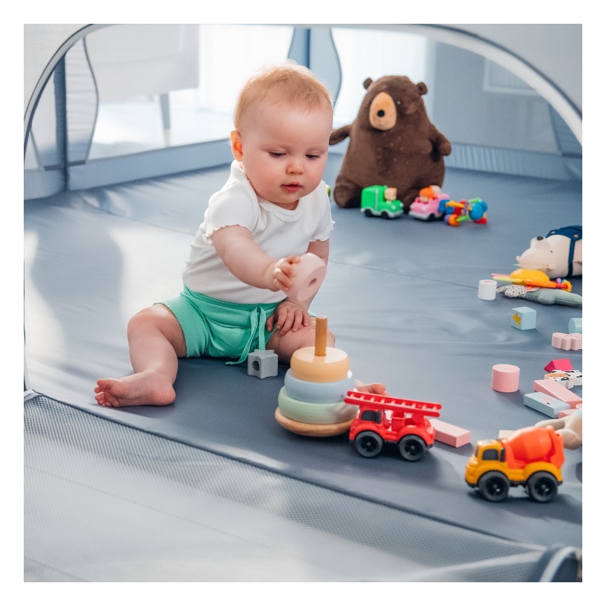 Lionelo - Igralna ograja WILLOW XL siva