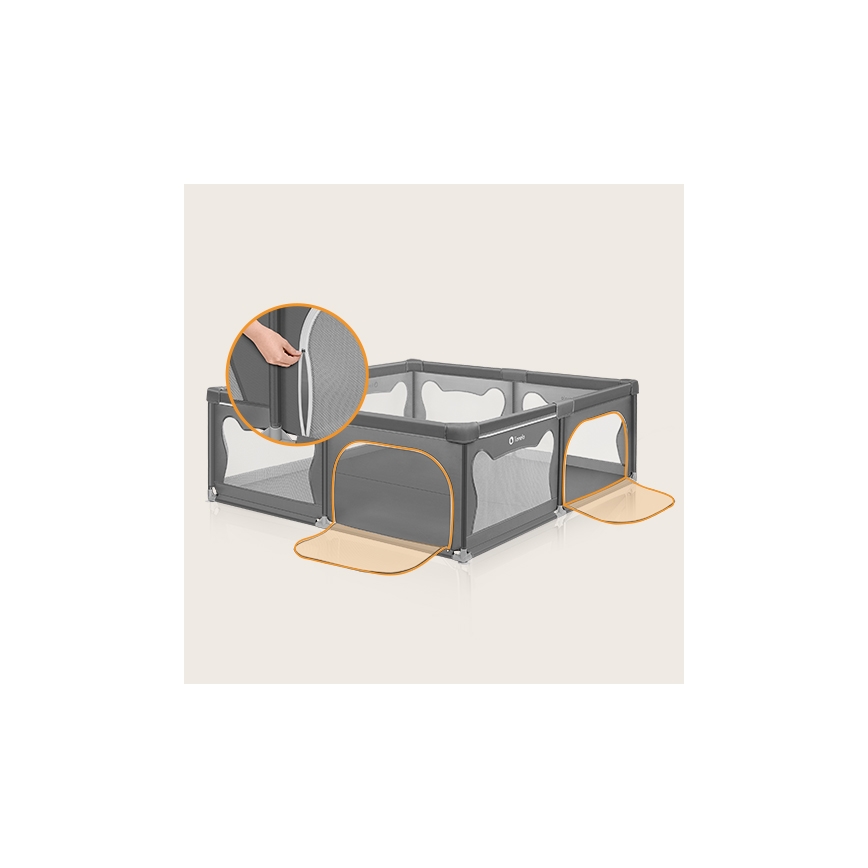 Lionelo - Igralna ograja WILLOW XL siva