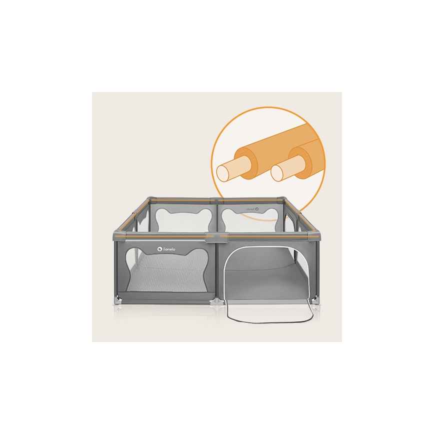 Lionelo - Igralna ograja WILLOW XL siva