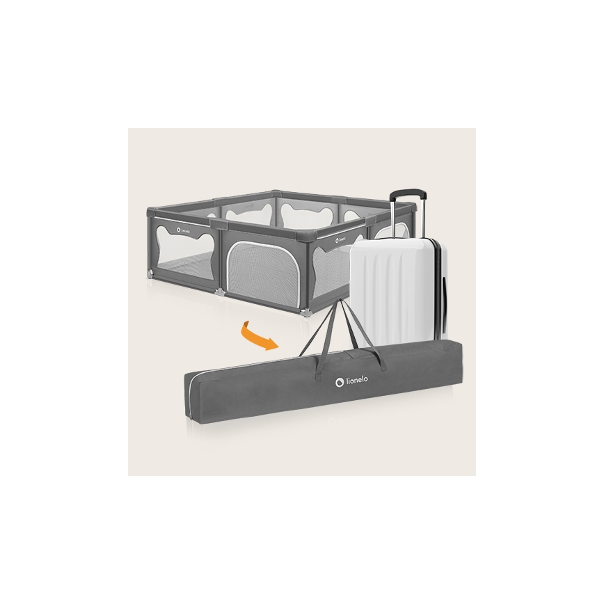 Lionelo - Igralna ograja WILLOW XL siva