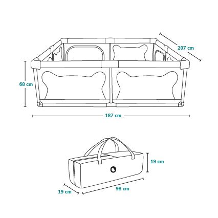 Lionelo - Igralna ograja WILLOW XL siva