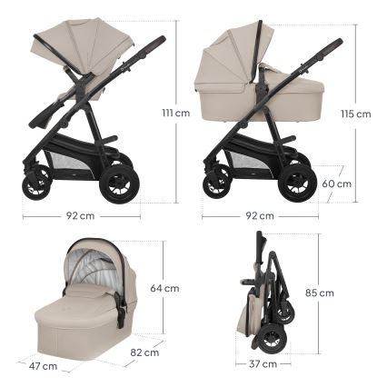 Lionelo - Kombiniran otroški voziček 3 v 1 BIANKA Beige Sand