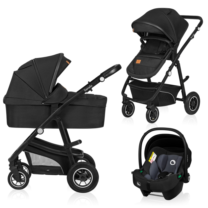 Lionelo - Kombiniran otroški voziček 3 v 1 BIANKA Black Onyx