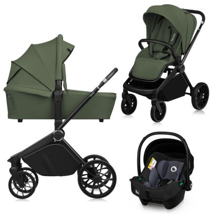 Lionelo - Kombiniran otroški voziček 3 v 1 MIKA PLUS Green Olive