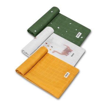 Lionelo - Komplet 3 bambusovih plenic 70x70 cm Dino