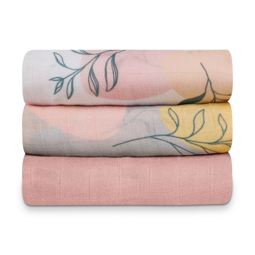 Lionelo - KOMPLET 3x bambusovih plenic BAMBOO SET 70x70 cm List